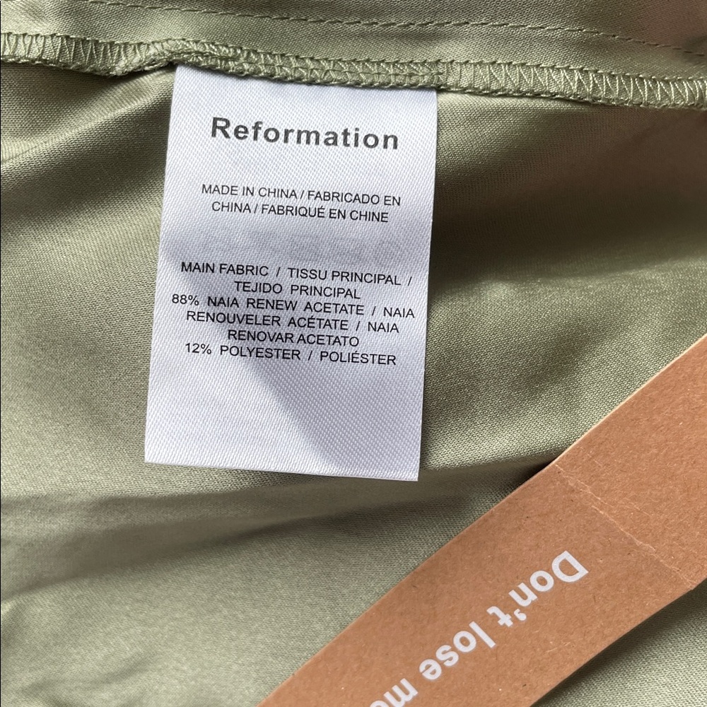 Reformation Hensley Size 12 Midi Satin Dress Artichoke Green - Picture 5 of 6
